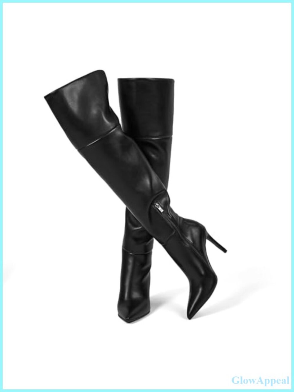 wetkiss Over the Knee Boots Faux Leather Stiletto Heel Pointed Toe